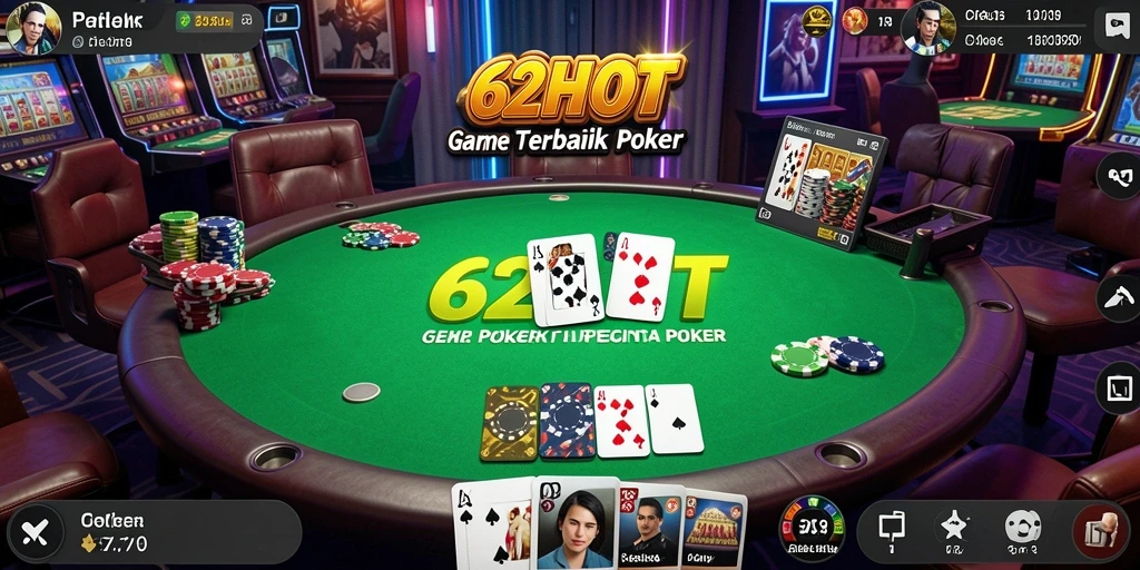 Screenshot gameplay 62HOT menampilkan suasana Poker yang mendebarkan.