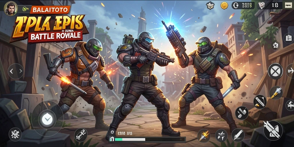 Tampilan gameplay BALAITOTO dengan pertarungan seru di arena Battle Royale.