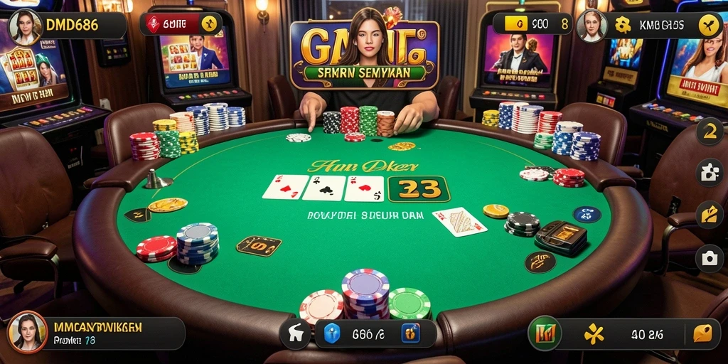 Tampilan gameplay seru dalam DMD686 saat bermain Poker online.