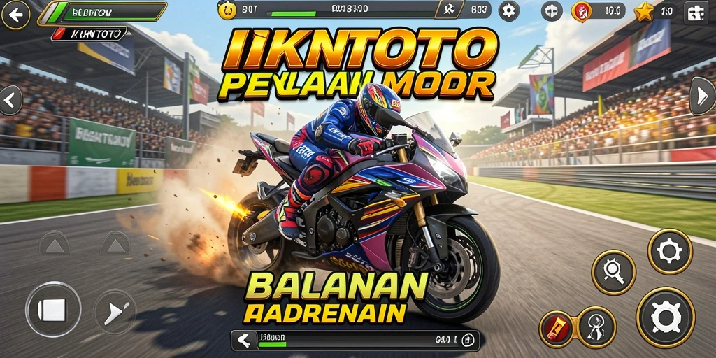 Screenshot gameplay <strong>IKNTOTO</strong> menampilkan aksi balap motor yang mendebarkan.