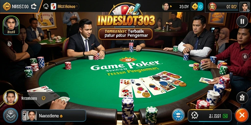 Screenshot INDESLOT303 menampilkan permainan Poker yang seru dan interaktif.