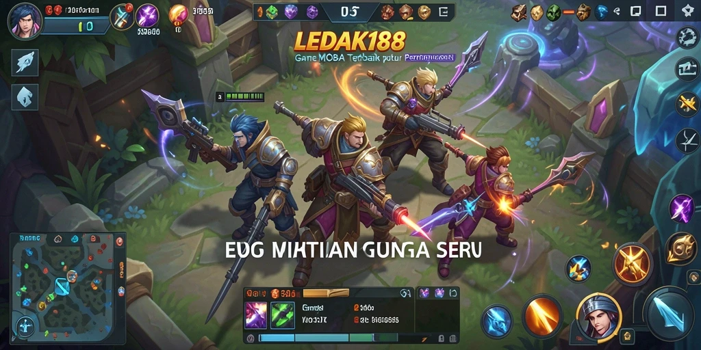 Screenshot utama LEDAK188 menampilkan pertempuran epic dalam game MOBA.