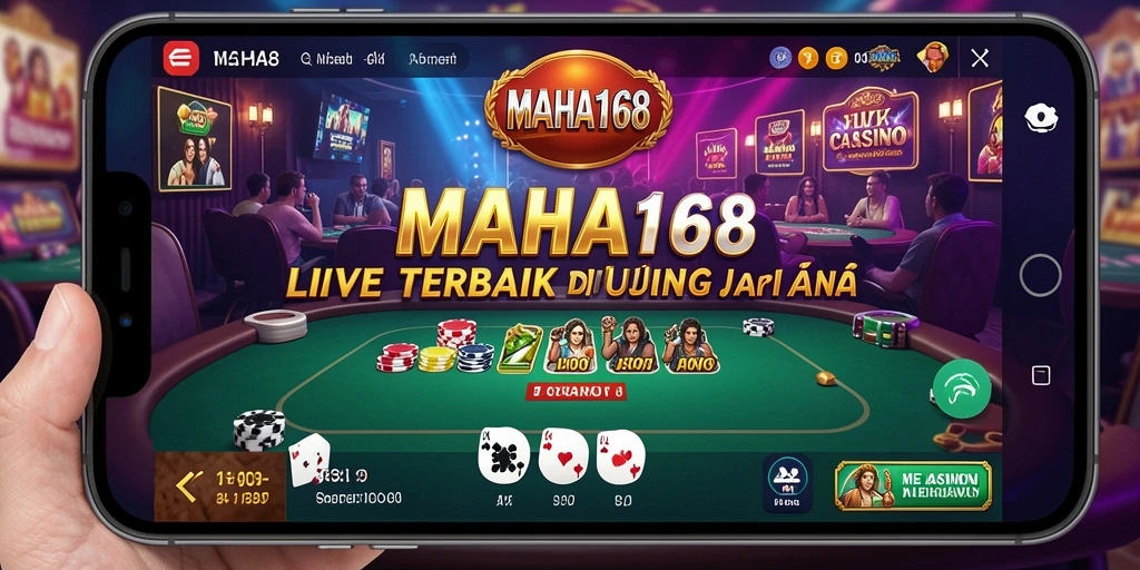 Screenshot gameplay MAHA168 menampilkan dealer langsung dalam aksi di permainan Live Casino.