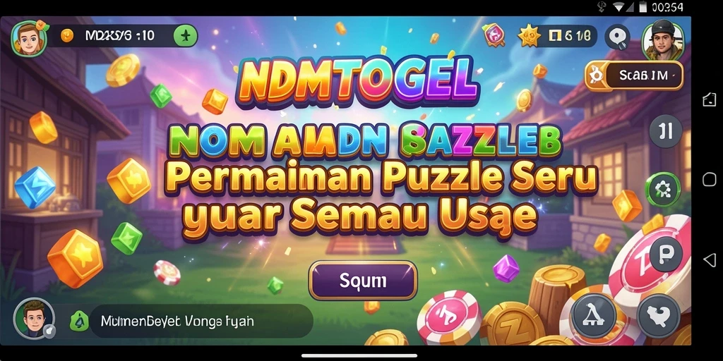 Screenshot gameplay NDMTOGEL menampilkan potongan teka-teki yang berwarna-warni.