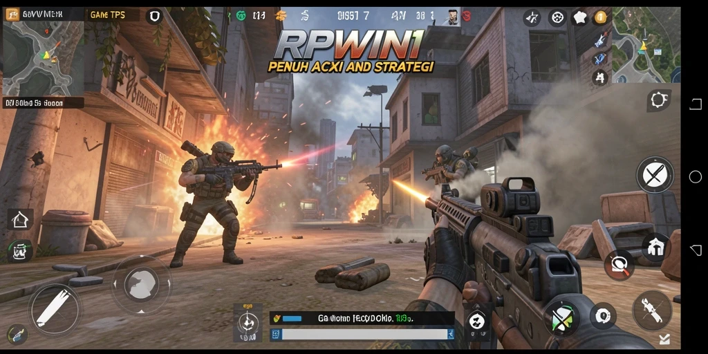 Screenshot utama RPWIN1 menampilkan aksi seru dalam gameplay TPS.