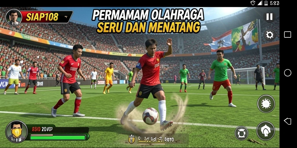 Screenshot utama SIAP108 menunjukkan gameplay yang intens dan seru dalam olahraga.